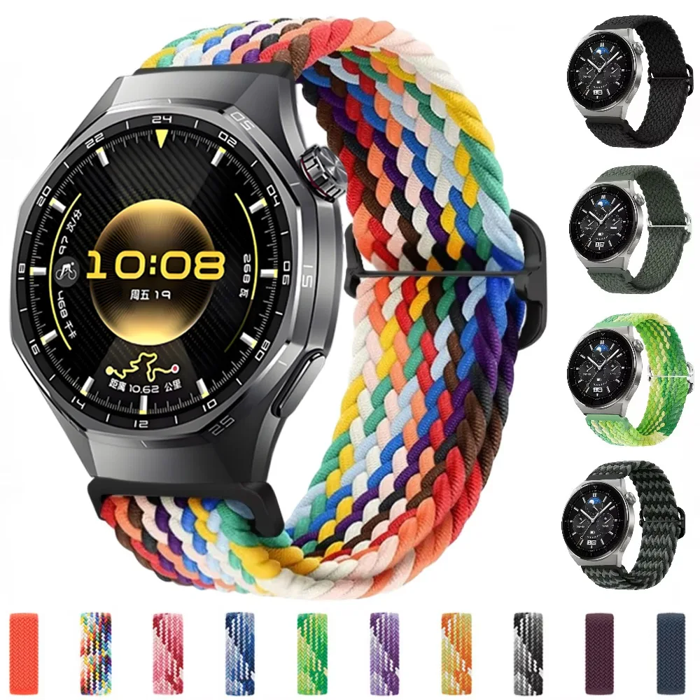 22mm 20mm Braided Strap for Huawei Watch 3/4/GT/5/6/Pro 46mm Nylon Loop Bracelet for Samsung Galaxy Watch 7/6/Classic/5/Pro Band