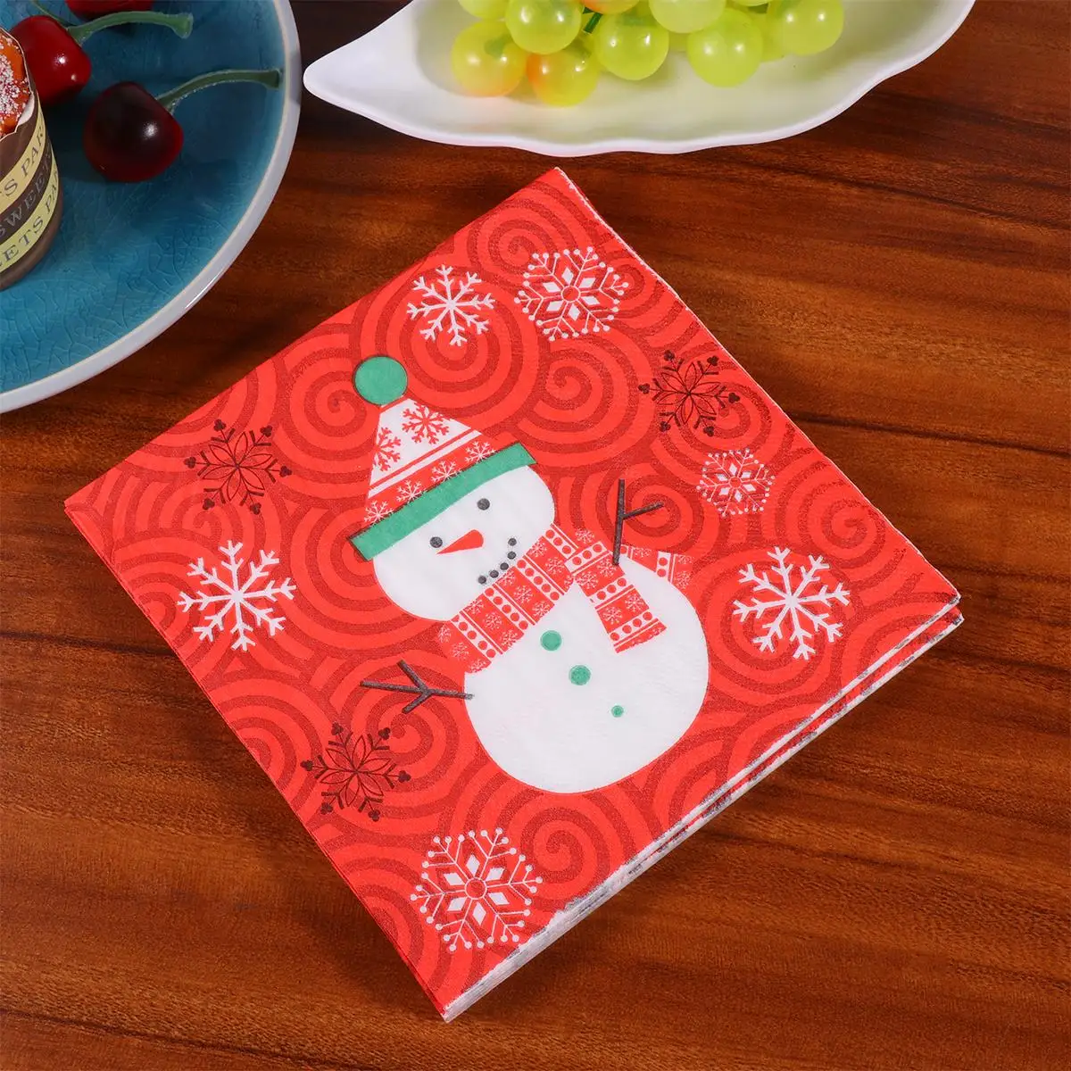 50PCS Christmas Printed Paper Dinner Party Disposable Paper Napkins Towels Holiday Bath Guest Dinner Napkins Tissue