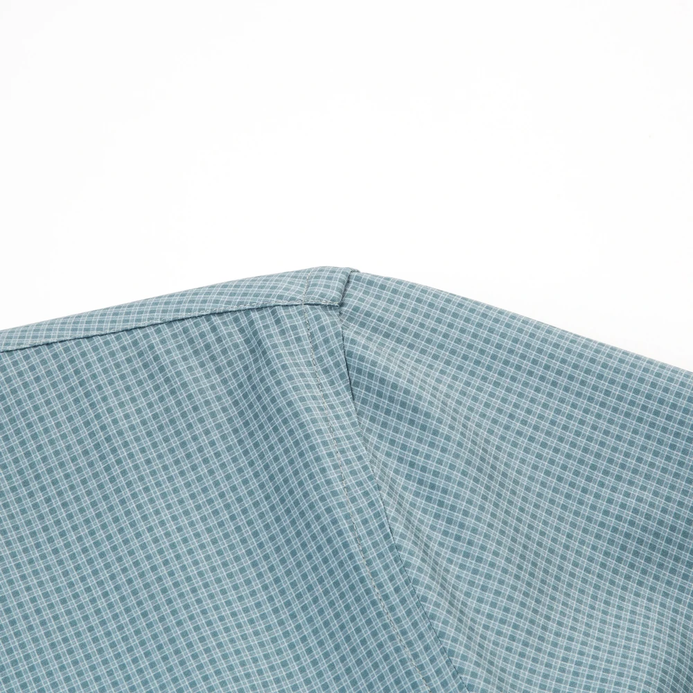Camicie abbottonate a righe scozzesi a maniche lunghe da uomo Camicia casual da lavoro con stampa elasticizzata a 4 vie sottile e traspirante senza pieghe
