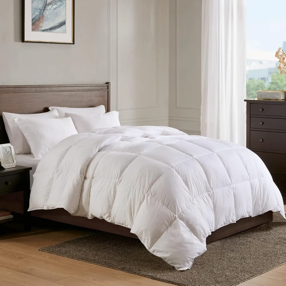 Lightweight Down Feather Fibers Comforter King Size - Cooling Bed Comforter, Collection High Fill-Power Thin Duvet Insert