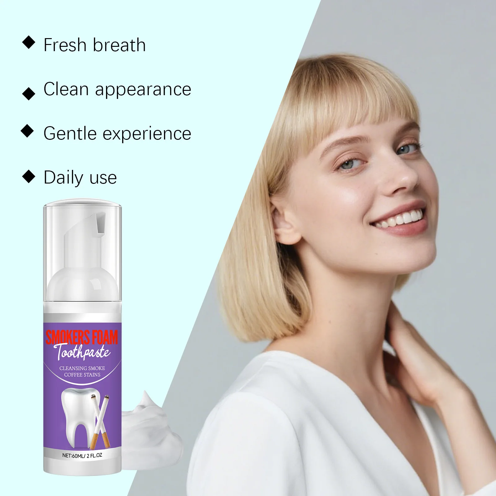 Smokers Foam Toothpastes Whitening Oral Cleaning Remove Coffee Stains Freshens Breath Prevents Tooth Decay Refresh Teeth Mousses