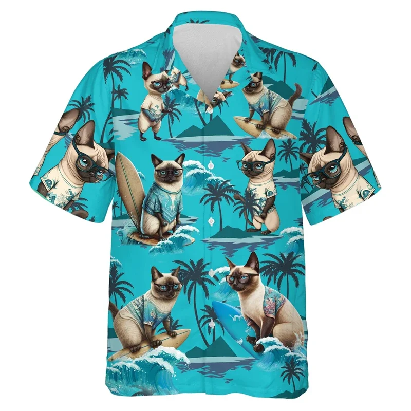 

Harajuku Fashion Pet Cat Dog Graphic Beach Shirts Hawaii Animal Shepherd Chihuahua Women Blouses Casual Hawaiian Vacation Shirt