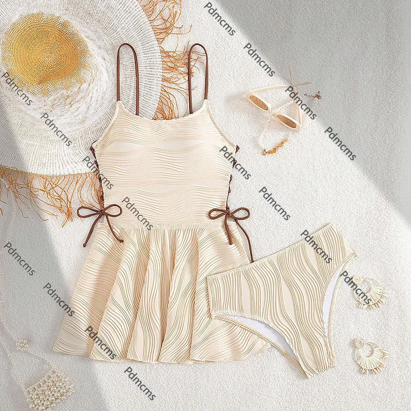 

2025 new European and American suspender skirt swimsuit women's high-end beach bikini two-piece swimsuit