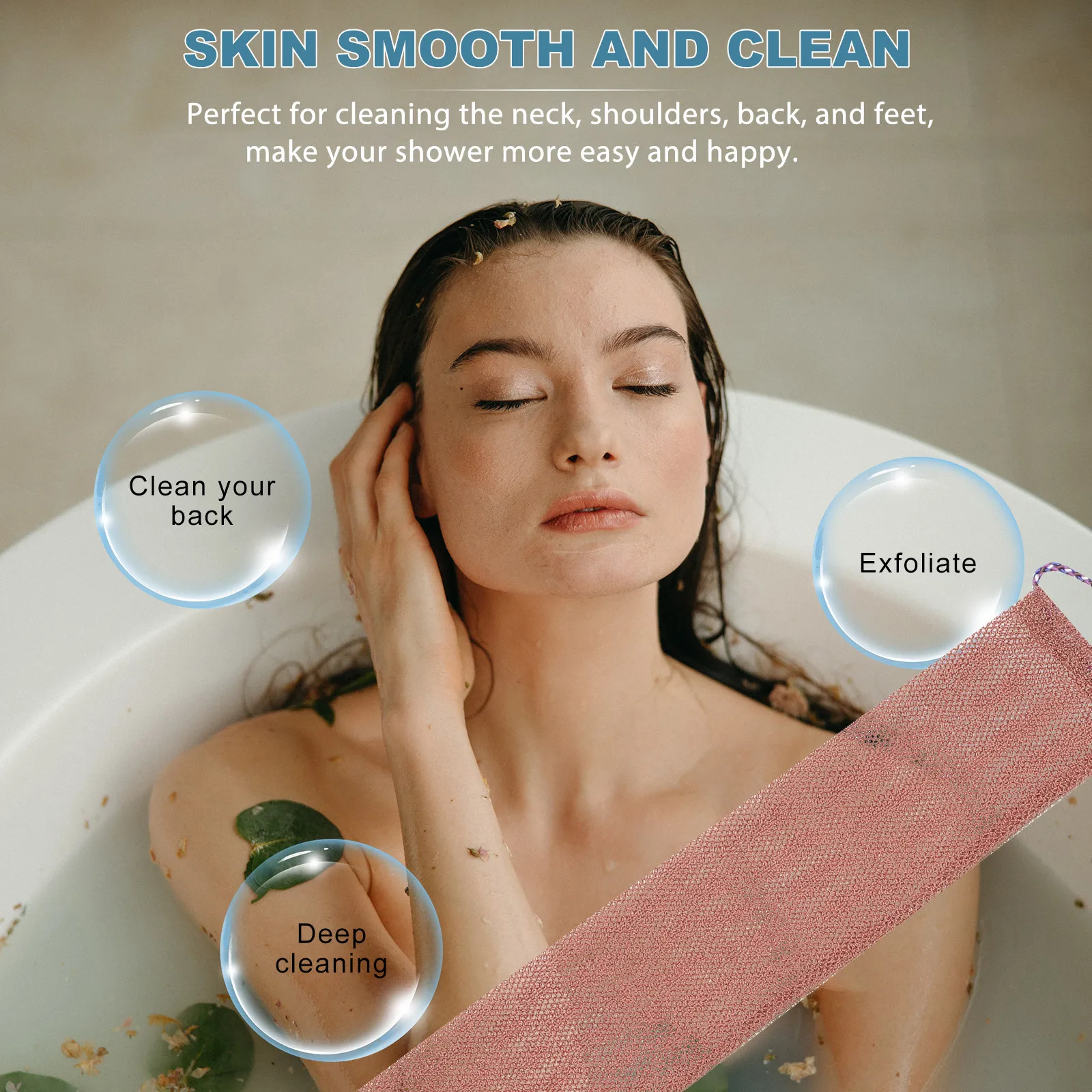 2Pcs African Net Bath Exfoliator Chinlon Shower Scrubber Washcloth for Body Exfoliation Cleansing Back Neck Shoulders Feet view 6
