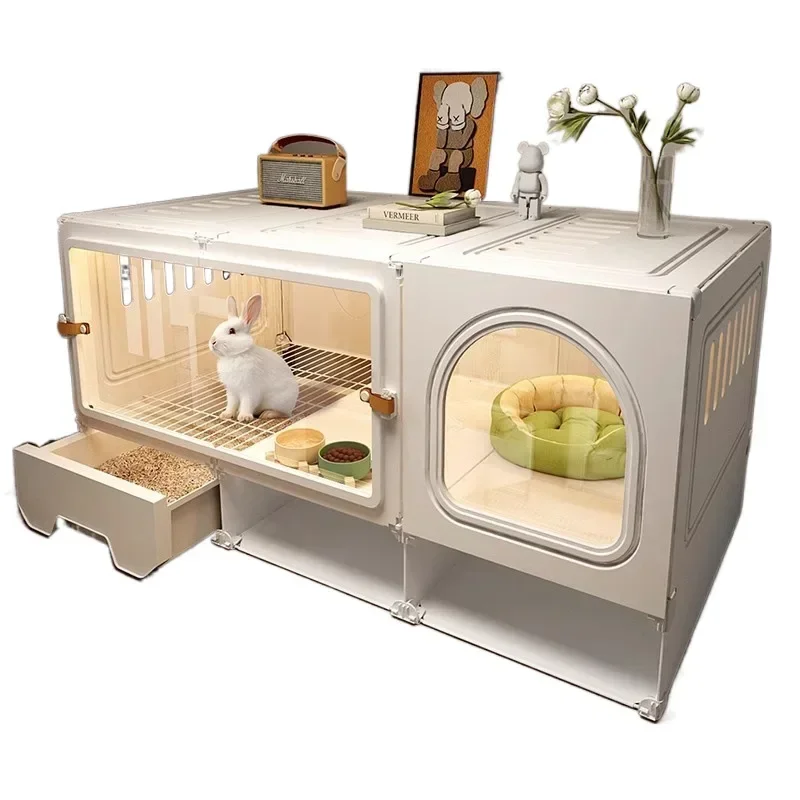Rabbit cage household villa automatic manure cleaning extra large luxury nest rabbit house