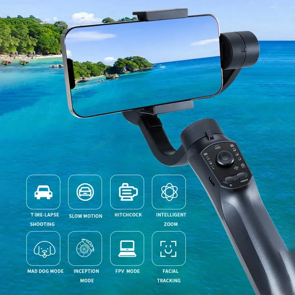 F10 Pro Handheld 3-Axis Gimbal Phone Holder Anti Shake Video Record Face Recognition Stabilizer for IPhone 15 14 13 Smartphone