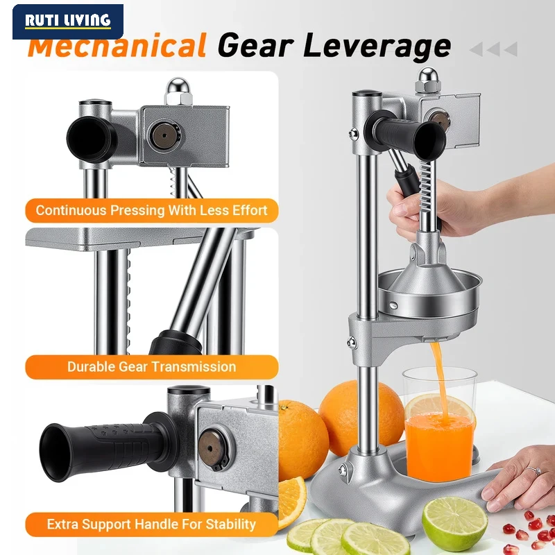 RUTI Professional Manual Citrus Juicer, Heavy Duty Cast Iron Orange Juicer, Commercial Grade Fruit Squeezer for Lemon