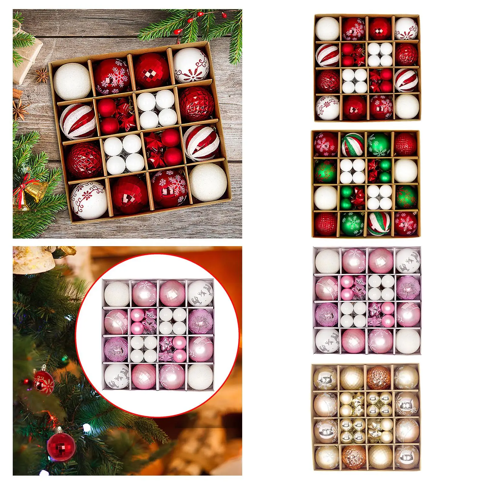 44pcs Christmas Baubles, Christmas Hanging Decoration for Home