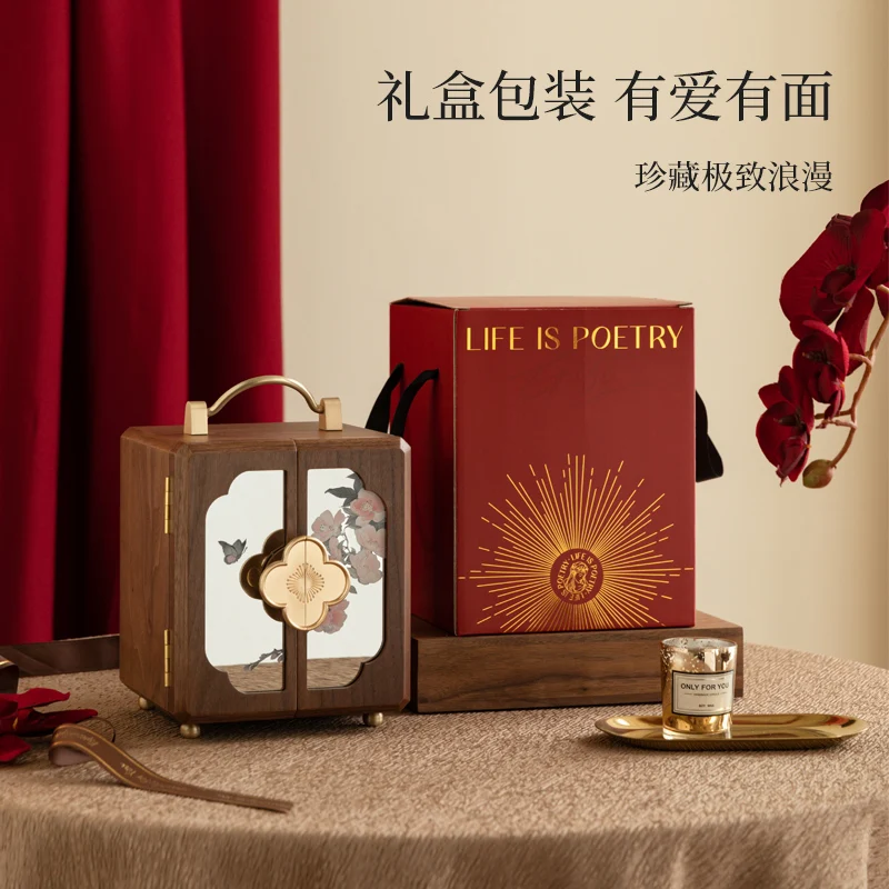 صندوق مجوهرات خشبي، صندوق تخزين، قلادة رائعة راقية، صندوق مجوهرات يدوي. #5