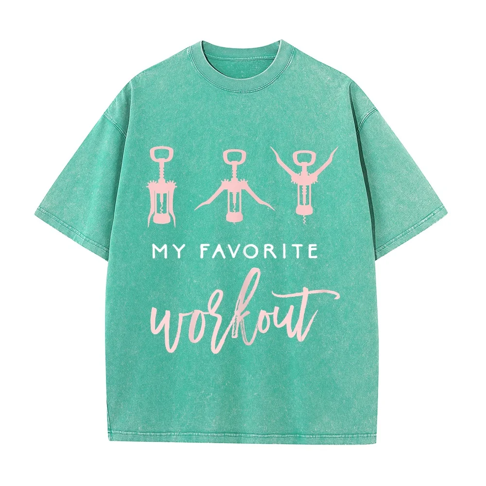 My Favorite Workout Funny Wine Lover Exercise Quote T-Shirt Aliexpress France Spain Luxury Brands Basic Short Sleeve Tee Cotton