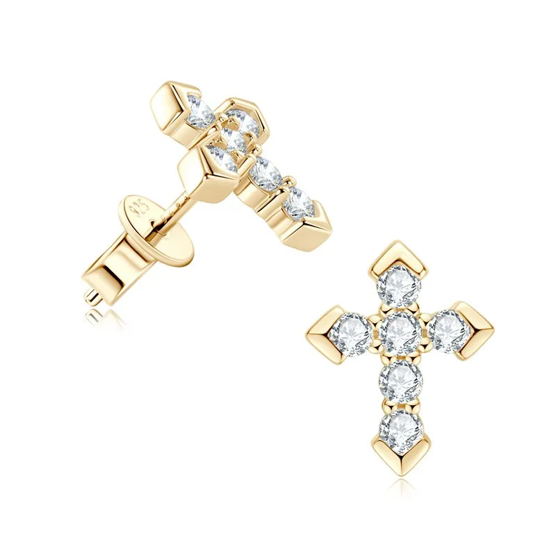 

ZFSILVERFashion 925 Silver Moissanite Classic 0.27ct Exquisite Cross Earrings Charm Women Accessories Party Jewelry Gift EMO-141