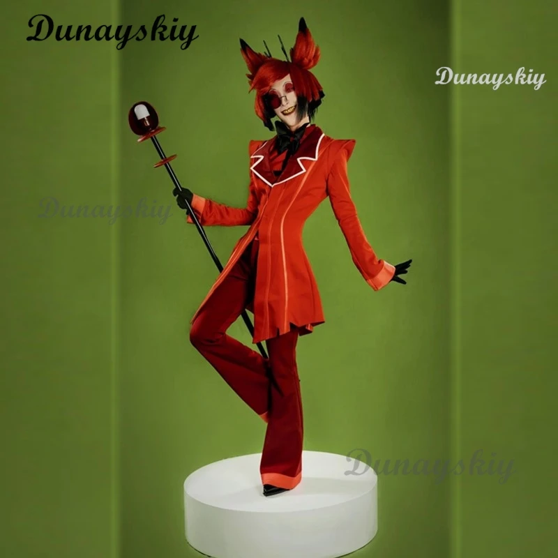 

Alastor Anime Hazbin Cos Hotel Cosplay Costume Clothes Wig Uniform Cosplay Radio Demon Strawberry Pimp Demon Halloween Party Set