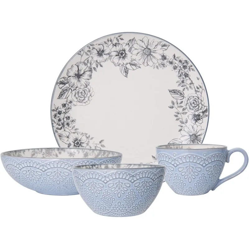 

Gabriela Gray 16-Piece Stoneware Dinnerware Set, Service for 4 - ,Gabriela Grey