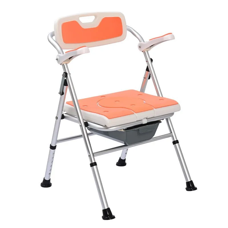 Folding Bath Chair Aluminum Alloy Shower Chair Bath Stool Commode Chair For Elderly Home Use