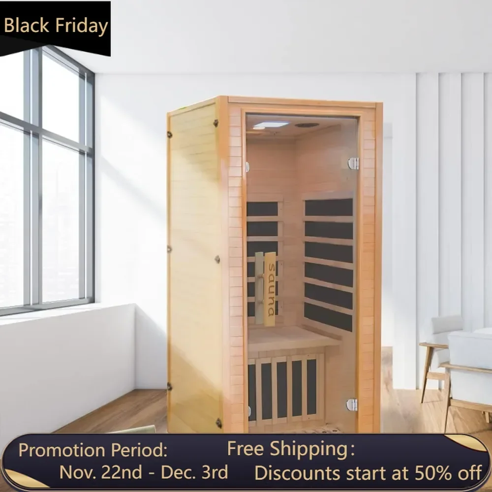 Low EMF Infrared Home Sauna，Personal Outdoor Indoor Heaters Saunas Wood Tiny Dry Barrel Snfared at Home Sauna Room