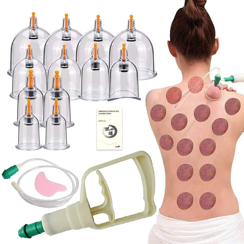 6or24 Stuks Zuignappen Massage Vacuüm Cupping Body Massager Plastic Vacuüm Zuigtherapie Cupping Set Blikjes Voor Massage