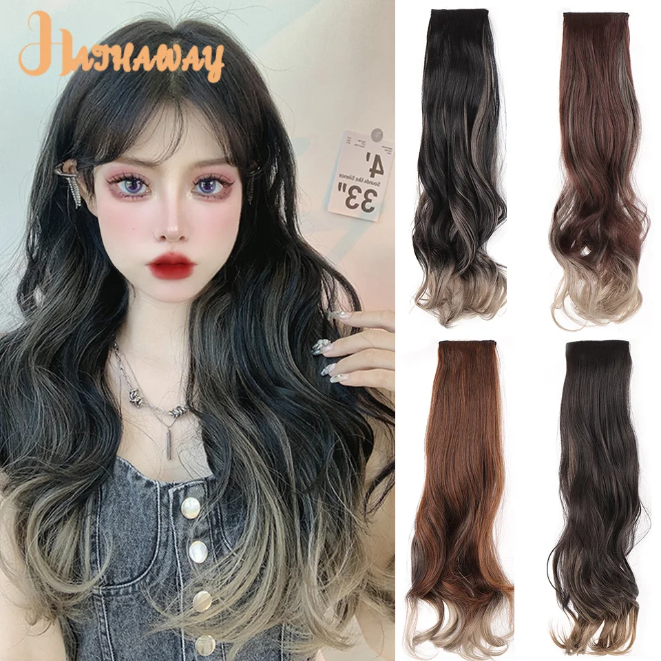 Synthetic Highlight Clip In Hair Extensions Long Curly Hair Extension Invisible Seamless Fluffy Hairpiece Increased Hair Volume