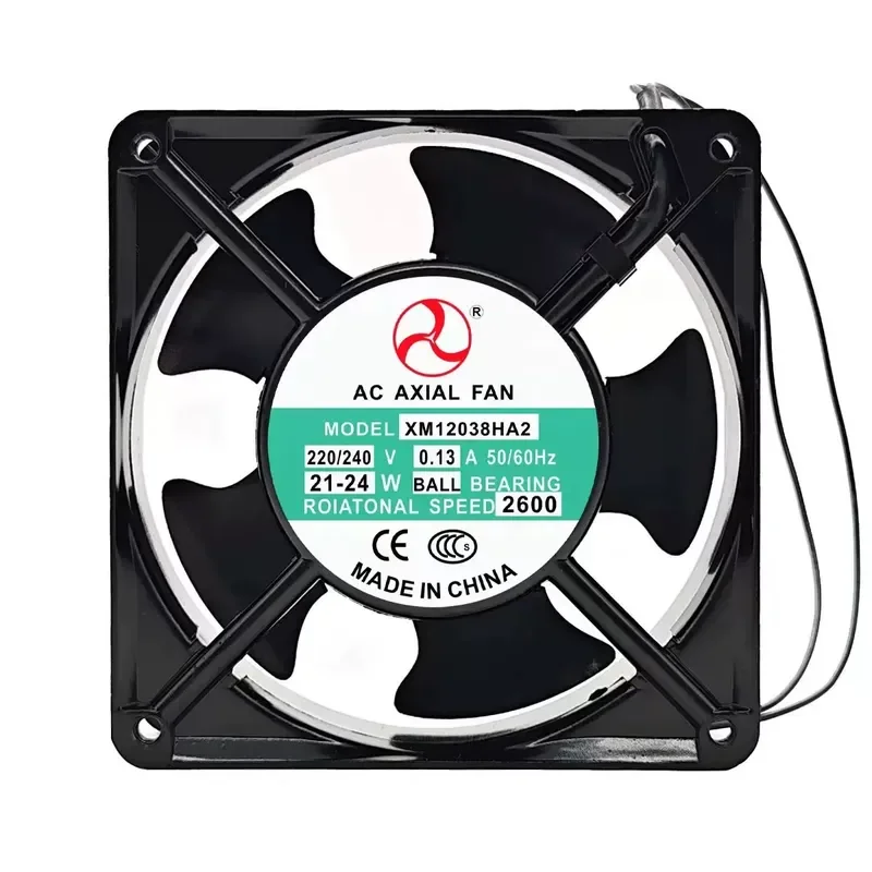 for XM12038HA2 Axial Fan 220V 240V 0.13A New Industrial Cooling Blower High Airflow Low Noise Metal Cage Ventilation