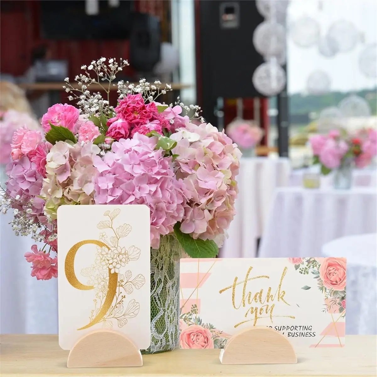 【New User-Coupon!】100 Pcs Wood Number Stands Indoor Wedding Table Name Holder Place Card Holders for Tag Photo Menu Clips Party