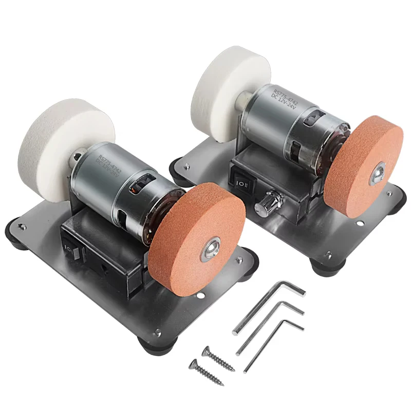 100W Mini Grinding Machine Household Electric Grinding Polishing Table Grinding Coarse and Fine Double Grinding Wheels