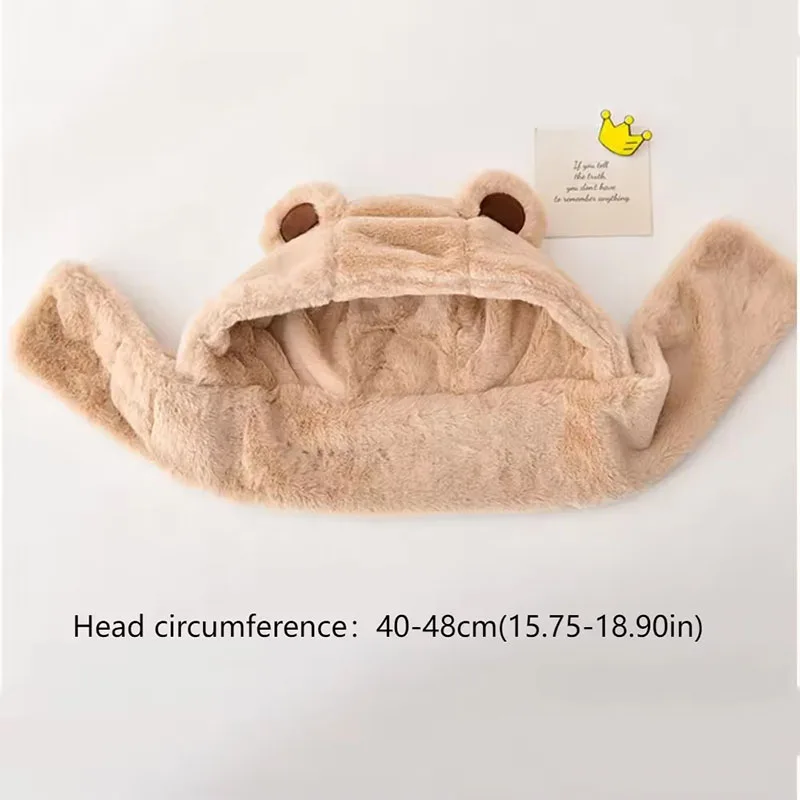 Babymütze Herbst und Winter Schals für Jungen und Mädchen in einem Teddybär-Plüschmütze Winter Kinder Plüsch verdickte winddichte Mütze – Detail 5