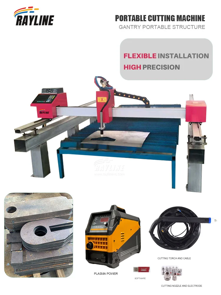 Portable CNC Gantry Plasma Cutting Machine 2500*6000 Size Stepper Motor CNC Flame Cutting Machine THC DWF DXF CE Certificated