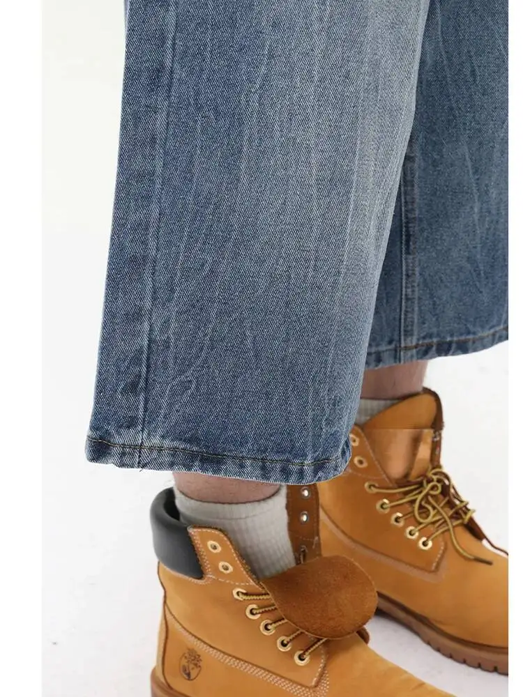 LUZHEN Washed Denim Vintage 2026 Gradient Straight New Fashion Cropped Trousers Men's Summer High Quality Handsome Jeans JY7554