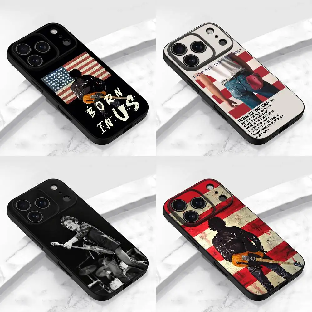 B-Bruce Springsteen Born in the USA Handyhülle für iPhone 17,16,15,14,13,12,11,Pro,Max,Plus,E,Air,Mini Schutzhülle in Schwarz