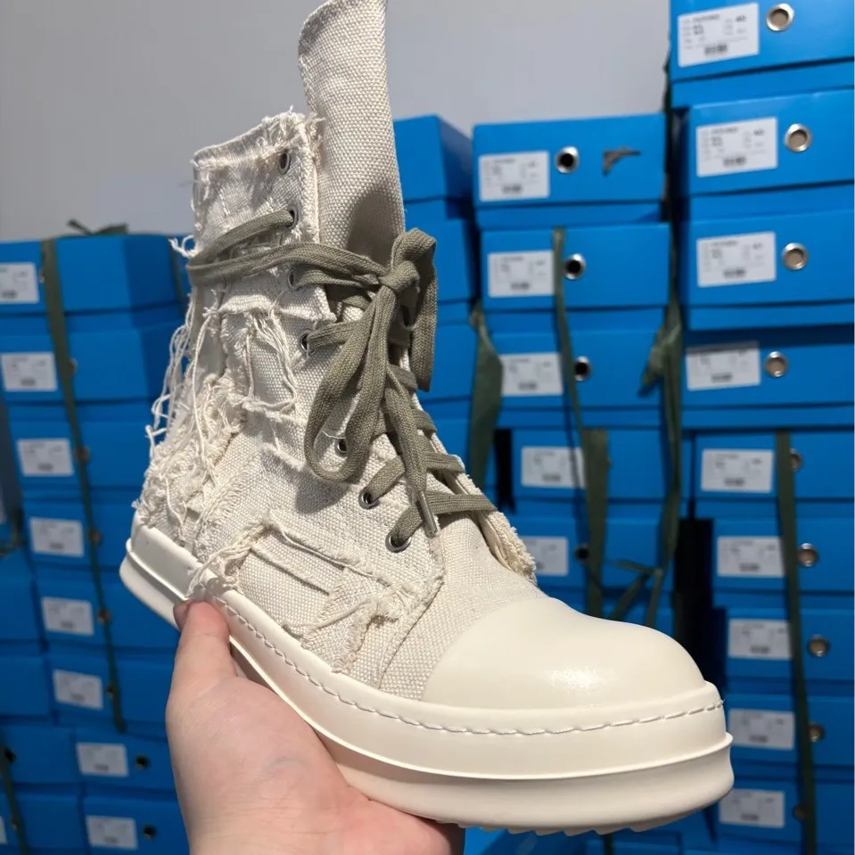 Marque hommes chaussures décontracté toile détresse appartements haut à bottines femmes Owens Vintage Original luxe Designers baskets