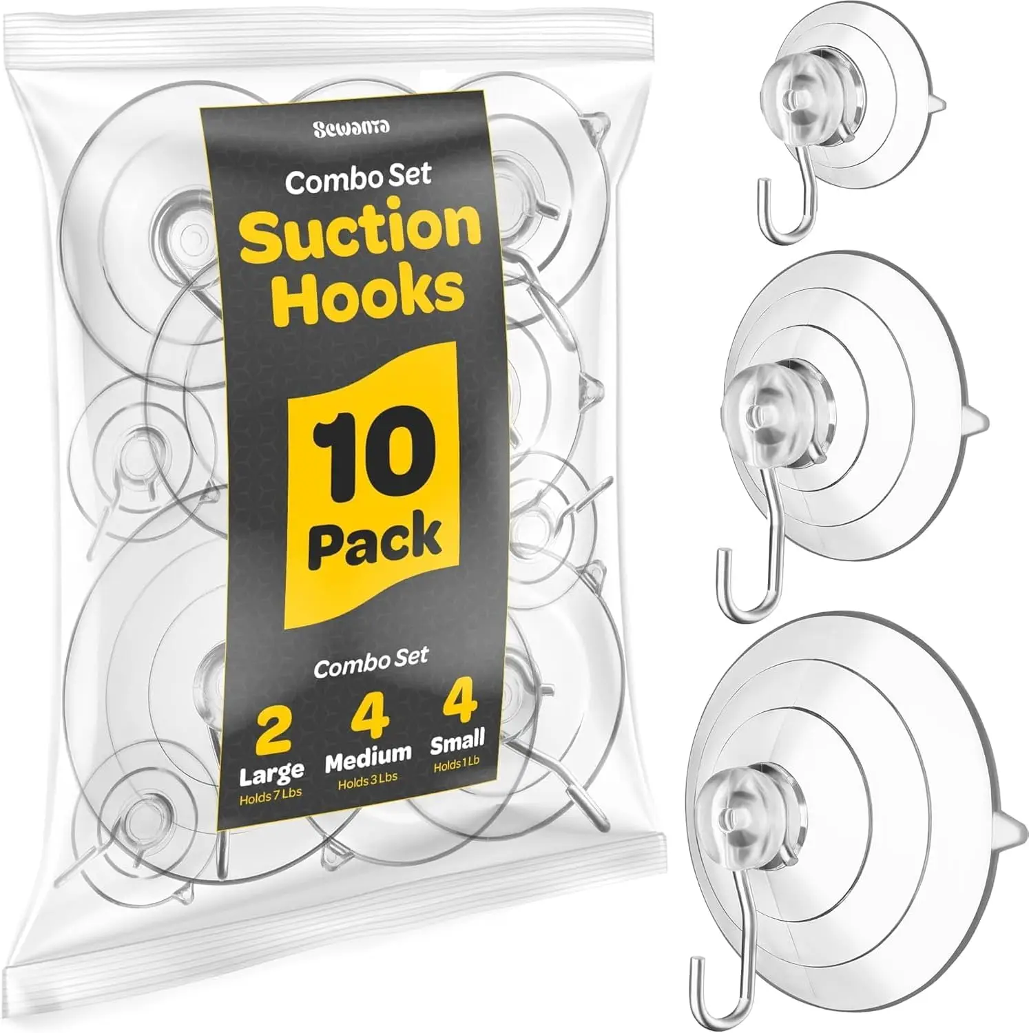 

10-Pack Suction Cup Hooks Set - Heavy Duty for Glass, Windows, Tiles