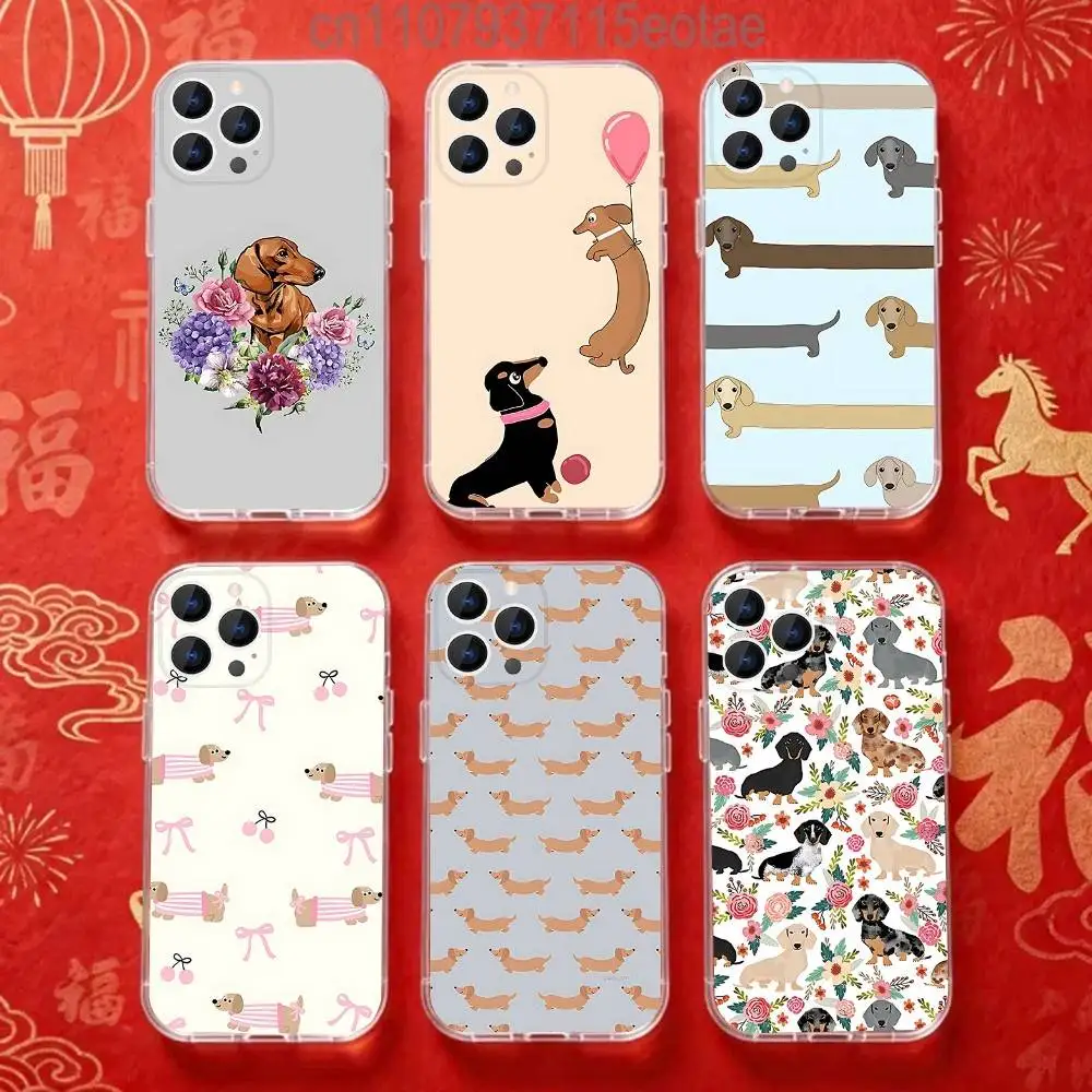 

Animal Dachshund Dog Cute Clear case suitable for iPhone 11 12 13 14 15 16 17 Pro Max Plus X XS XR SE E Mini Protective Case