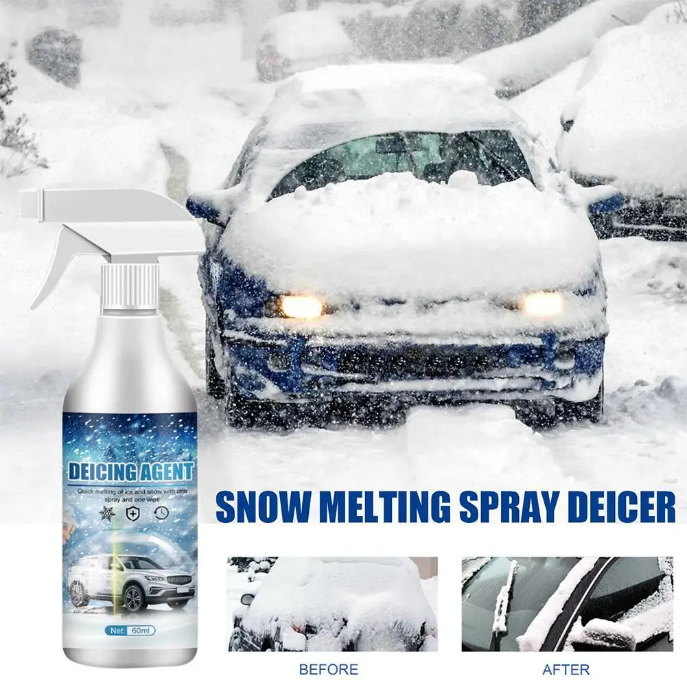 Auto Windshield Deicing Spray Snow Melting Spray Windshield De-Icer Fast Ice Melting Spray 60ml Defrosting Anti Frost Car Spray