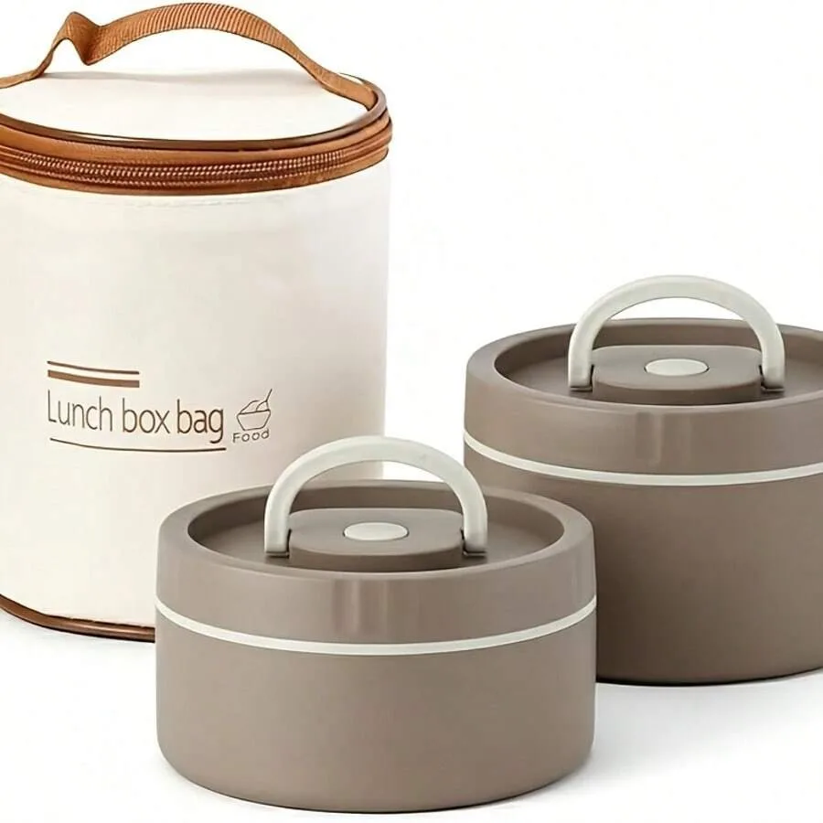 

Vacuum Stainless Steel Leakproof Bento Box Set - ulated Lunch Bag, Stackable Microwave Container For Camping Picnic Outdoors