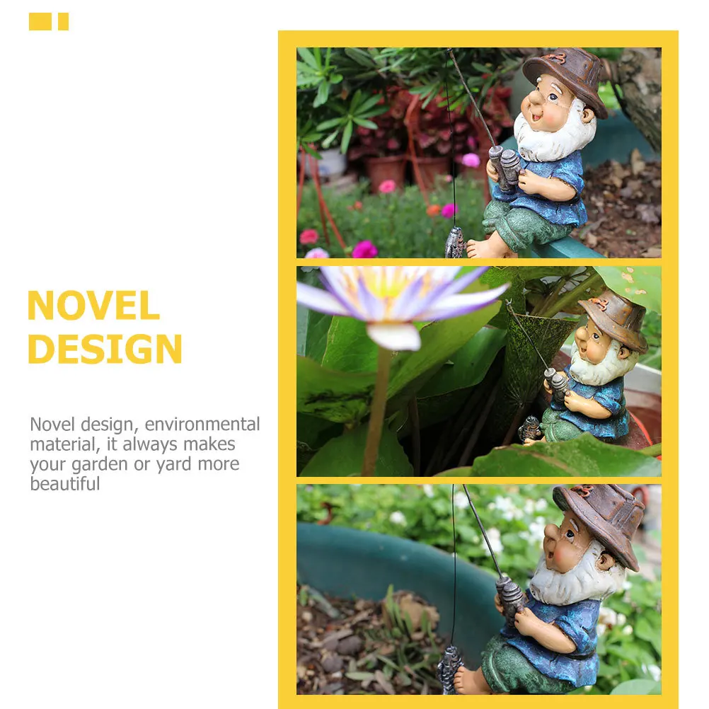 

Resin Fishing Gnome Garden Decor Durable Outdoor Yard Decoration Pond Landscape Sculpture Creative Garden Resin Ornament