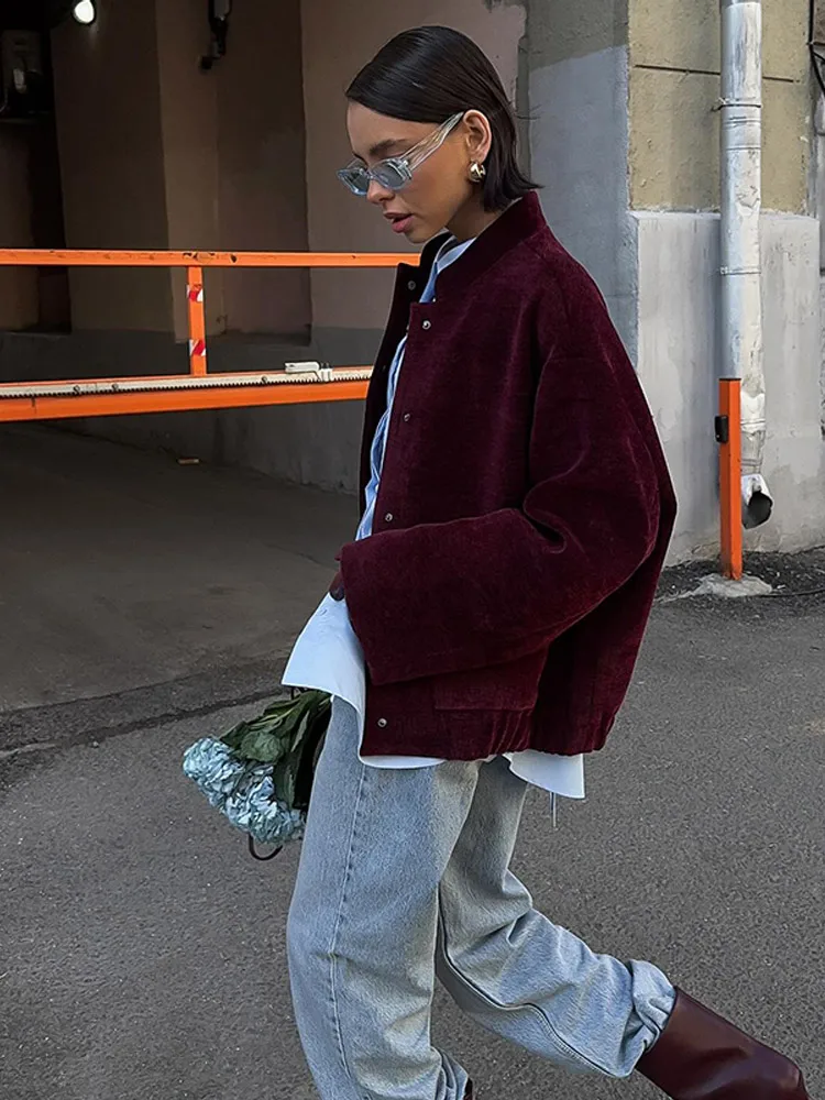 سترة قصيرة غير رسمية للنساء بياقة أنيقة عصرية وسترات فضفاضة واحدة الصدر للخريف ملابس خارجية للتنقل اليومي في الشارع #6