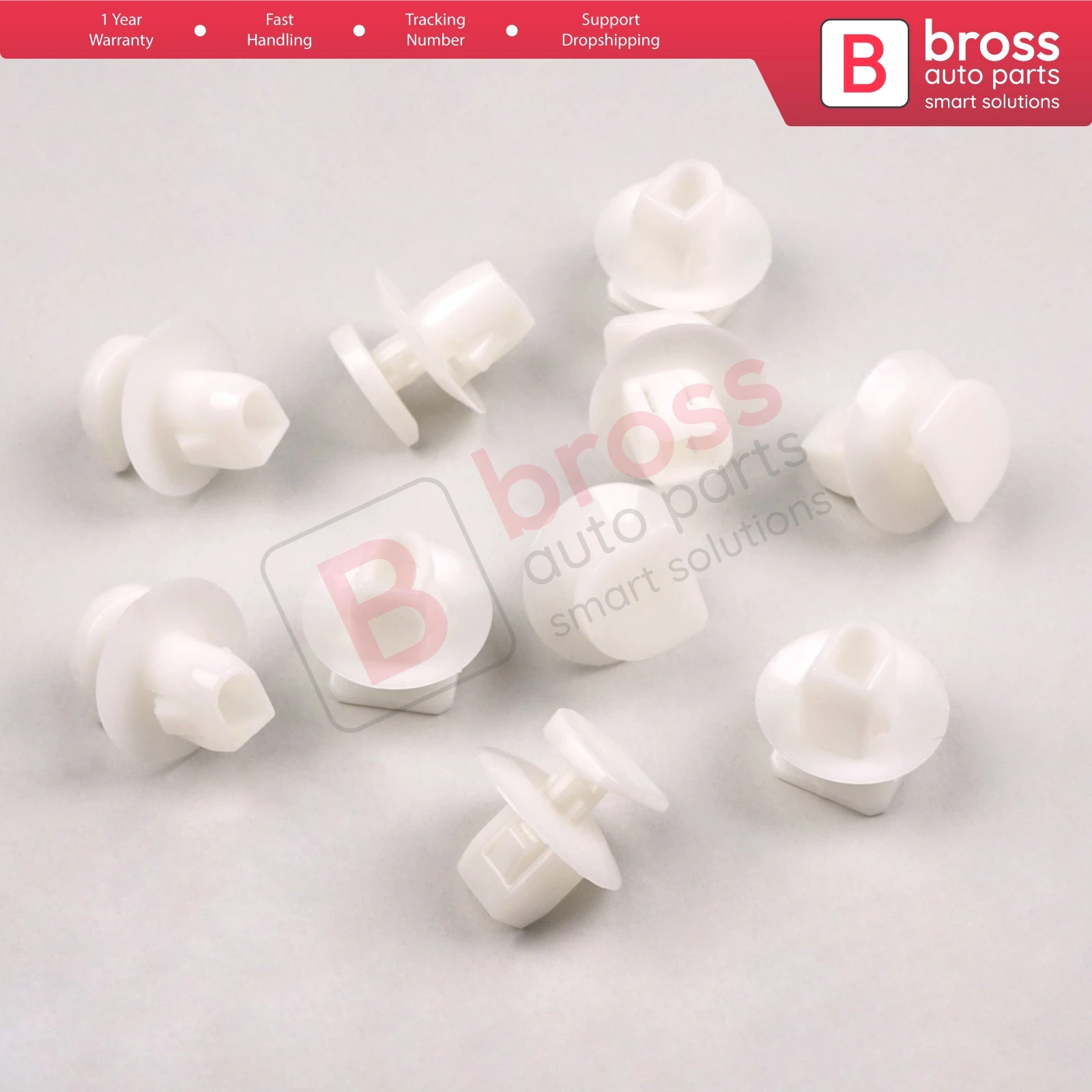 Bross Auto Parts BCF2141 10 Pieces Trim Panel Clip for Toyota Top Head Size: 19.2mm Stem Length: 11mm Fits into: 9.7x7.6mm