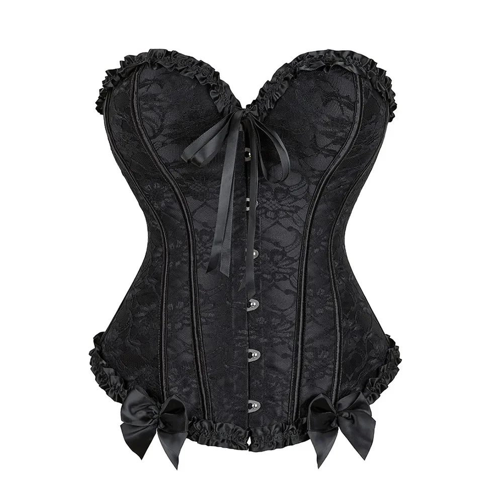 Vintage Overbust Corset Tops Gothic Victorian Women Bustier Lace-up Boned Shapewear Slimming Waist Shaping Korset view 4