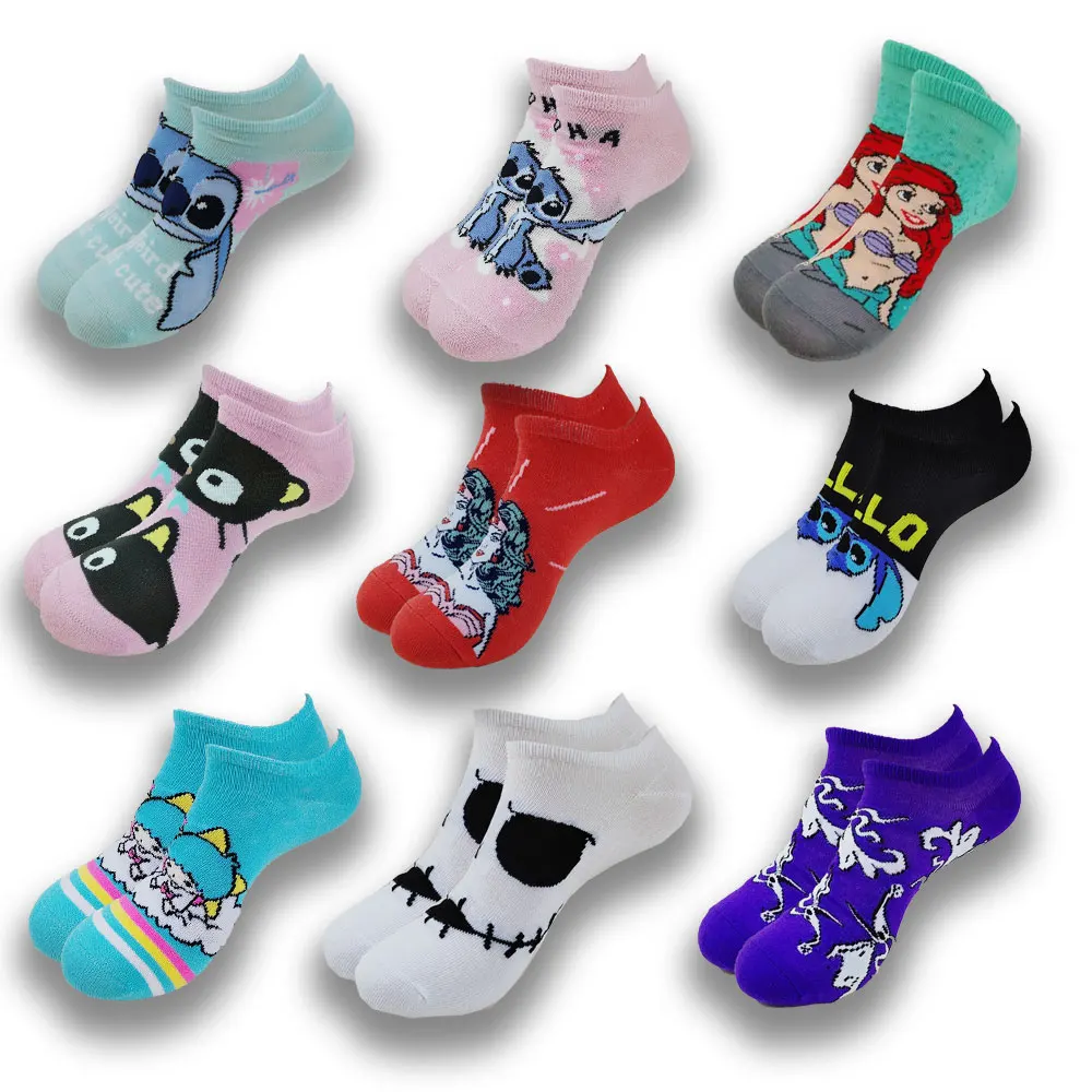 Fashion Cartoon Printed Men's and Women's Boat Socks Breathable Invisible Low Ankle Soft Comfortable Socks in Summer