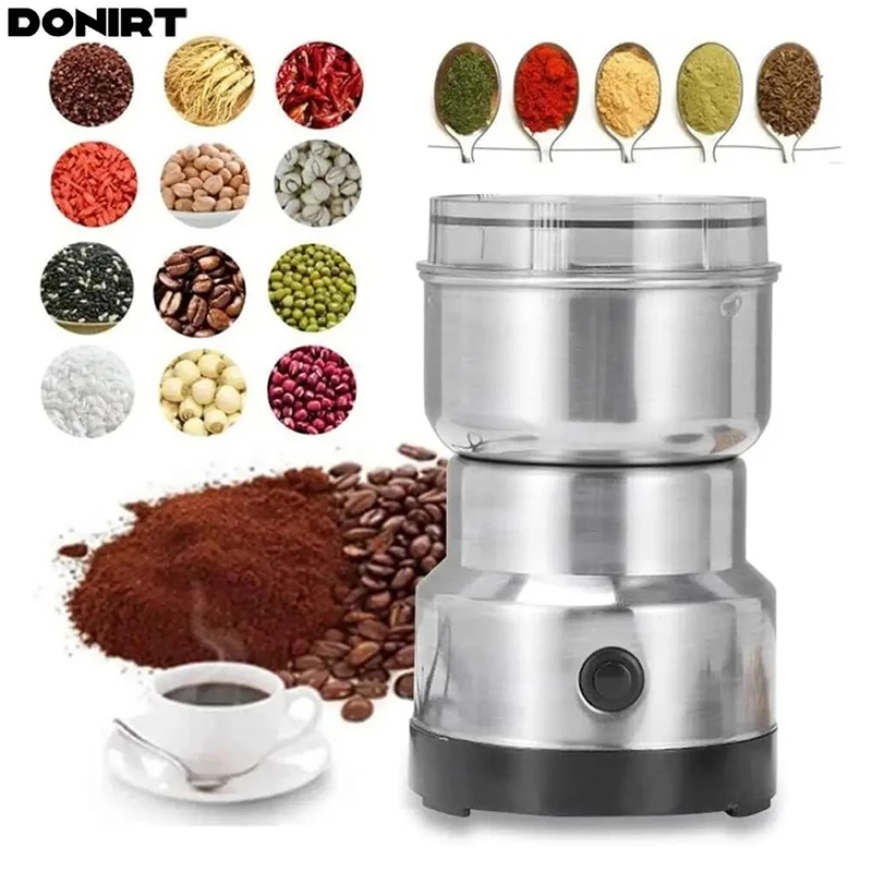 Electric Grinder Four Edged Blade Kitchen Cereal Nuts Beans Spices Grains Grinder Machine Multifunctional Home Coffee Grinder