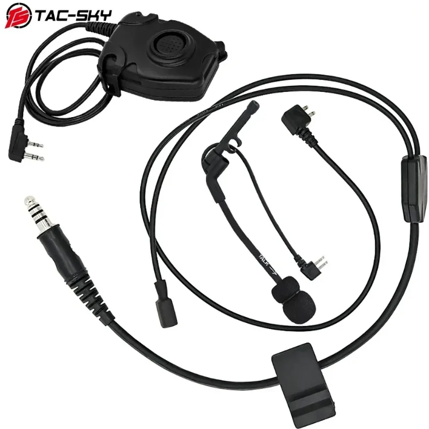 TAC-SKY Y-line kit, compatibel met U94 PTT of PELTO PTT en Comta headsetmicrofoons voor COMTA outdoor jachtheadsets