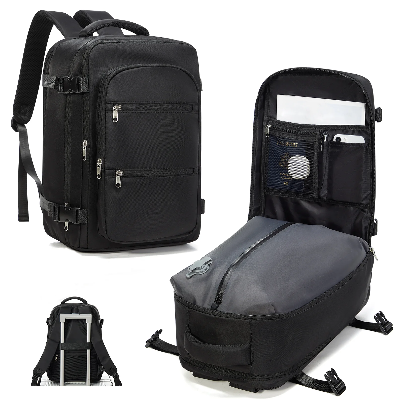 Vacuümzak voor kleding, rugzak handbagage vliegtuigen, reisbenodigdheden vacuümrugzak handbagage 40x30x20, herenrugzak