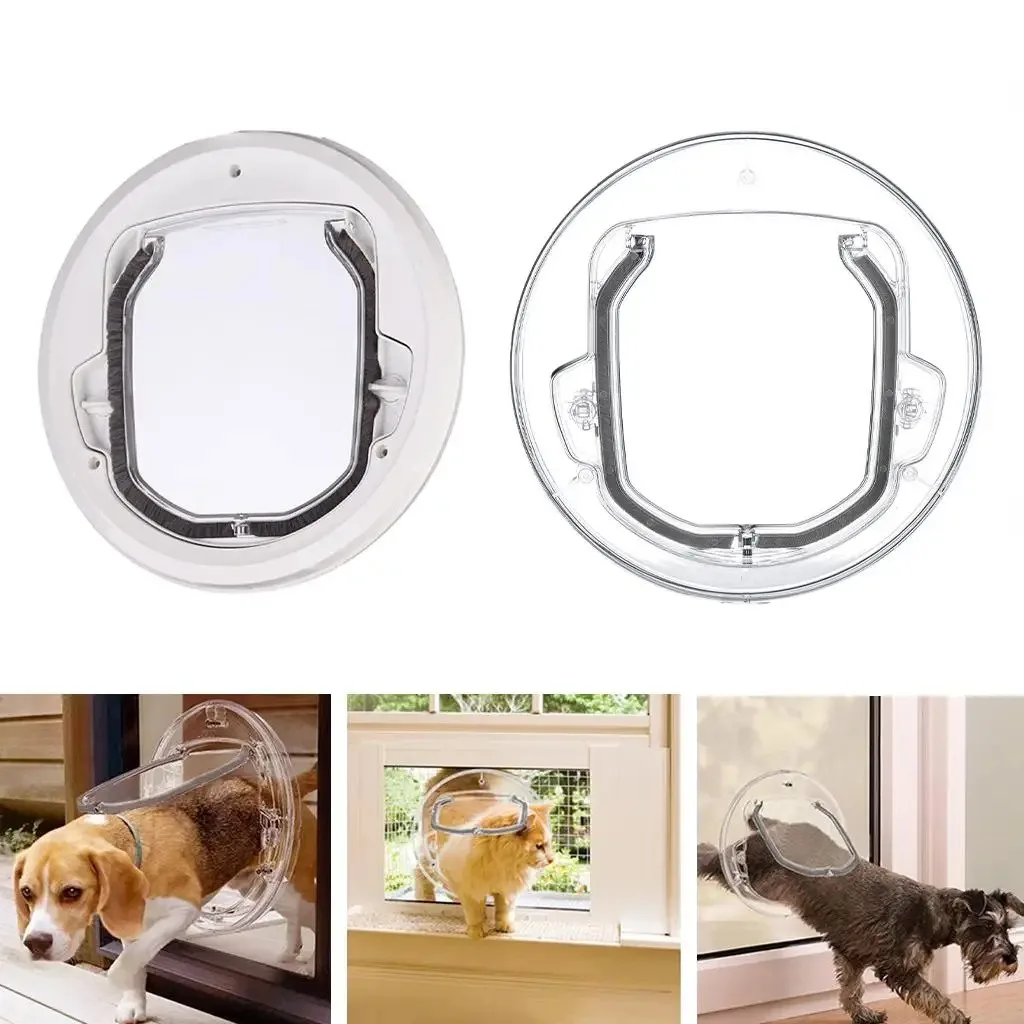 

Dog Cat Flap Door Security Door for Sliding Glass Doors Window Gate with 4 Ways Lock Kitten Kitty Puppy Doggie Pet Supplies