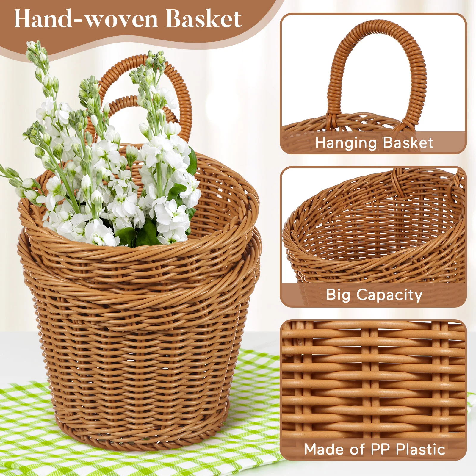 2 Pcs Onion Ginger Garlic Storage Basket Baskets Woven Hanging for Kitchen Wall Small Weave
