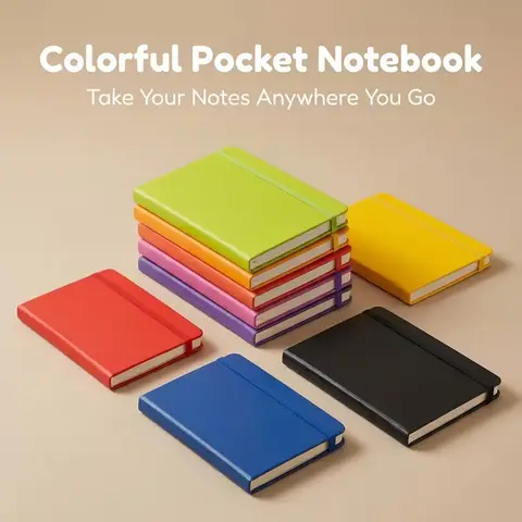 A5 A6 Hardcover Notebook Set | 8 Colors PU Leather Journal with Elastic Band | Portable Pocket Notepad for School & Office
