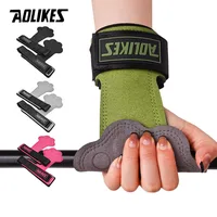 AOLIKES-guantes de gimnasio para dominadas, levantamiento de gimnasia, Crossfit, cinturón de potencia antideslizante, envolturas de soporte, almohadilla de protección de palma, fuerza
