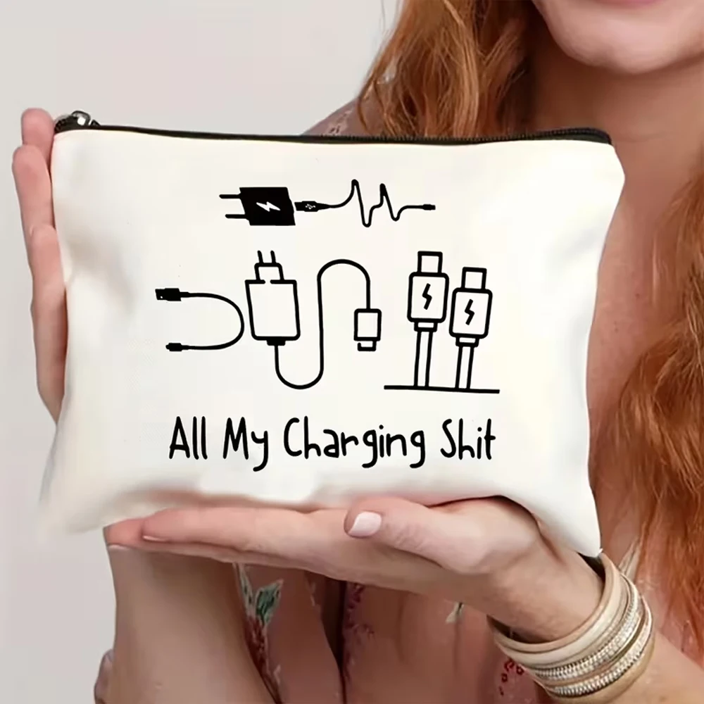 One-Piece Set, Colorful Charger and Makeup Bag, Reusable Travel Cosmetics Charger Storage Bag, Perfect Gift for Women, Sisters, Daughters, Birthdays, and Christmas Travel Makeup Bag, Suitable for Travel, Vacation, Business, Fitness, Camping, and Outdoor Use.