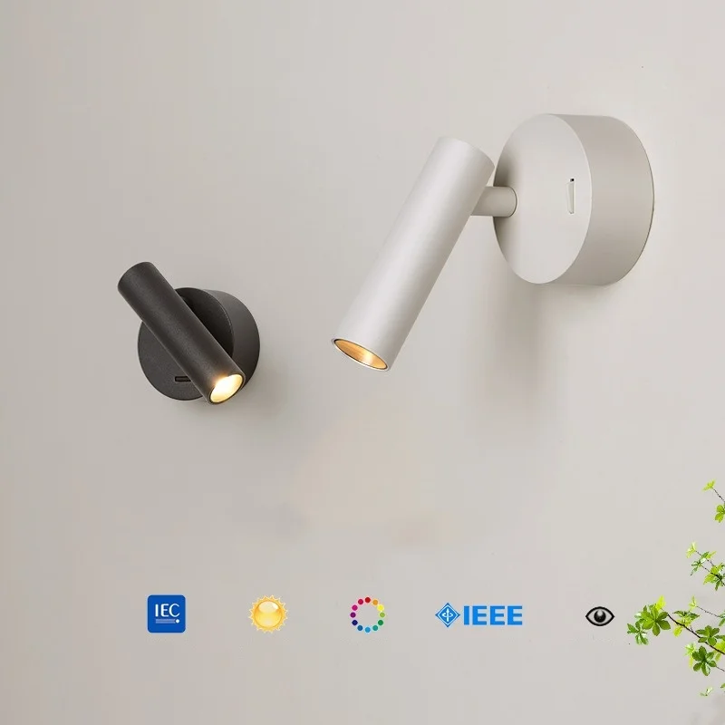 Dimmable LED Reading Light Wall Lamp 350° Rotation 7W COB Spotlights 85-265V Modern Simple Living Room Corridor Stair Wall Lamp