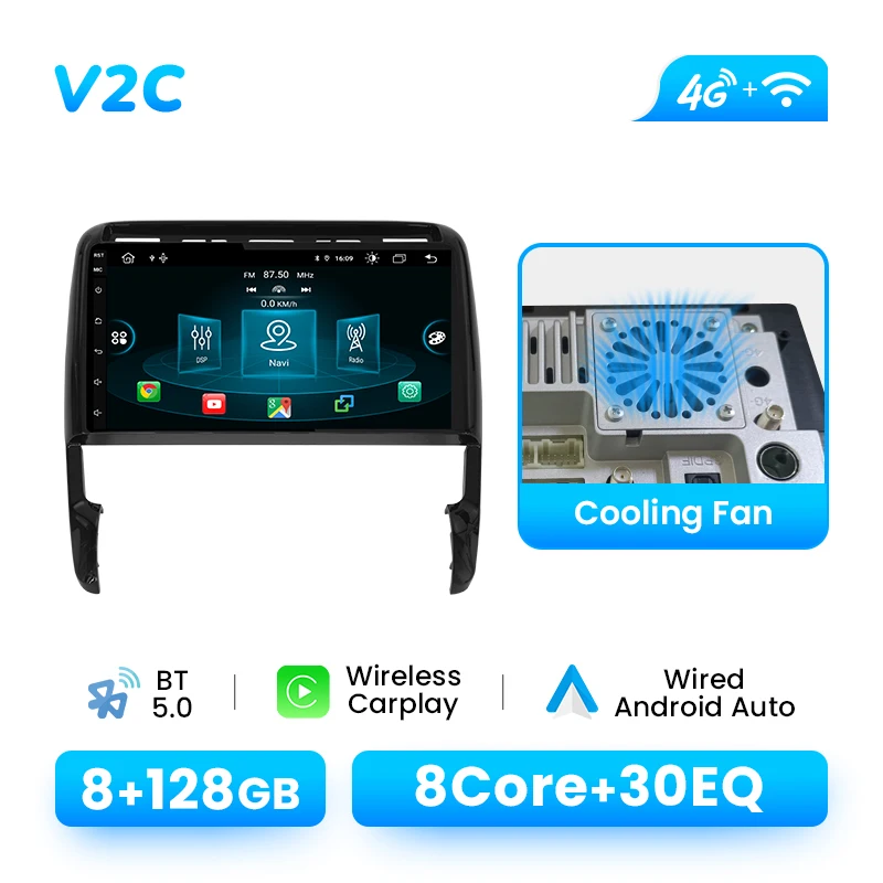 Auto radio voor PORSCHE CAYENNE 955 957 2002-2010 Android14 8-Core 8GB+128GB 1280*720 IPS Draadloos CarPlay Android Auto 4G WIFI GPS
