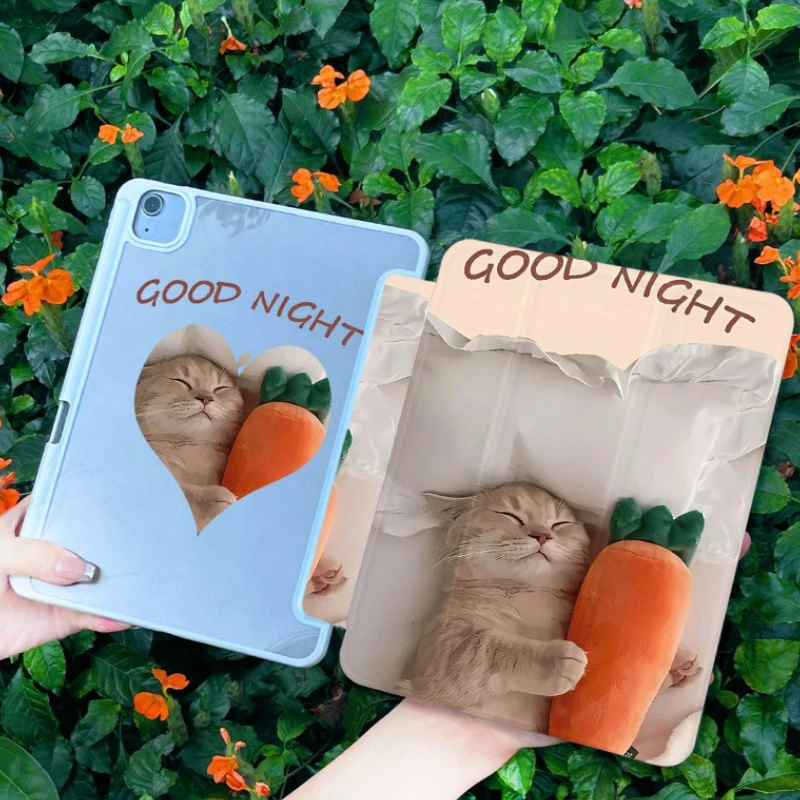 

Flip Smart Cover for 2021 10.2 7/8/9 Generation 10th Funda IPad Air 5 2022 Air 4 Case Ipad 2017 2018 9.7inch Sleeping Kitten