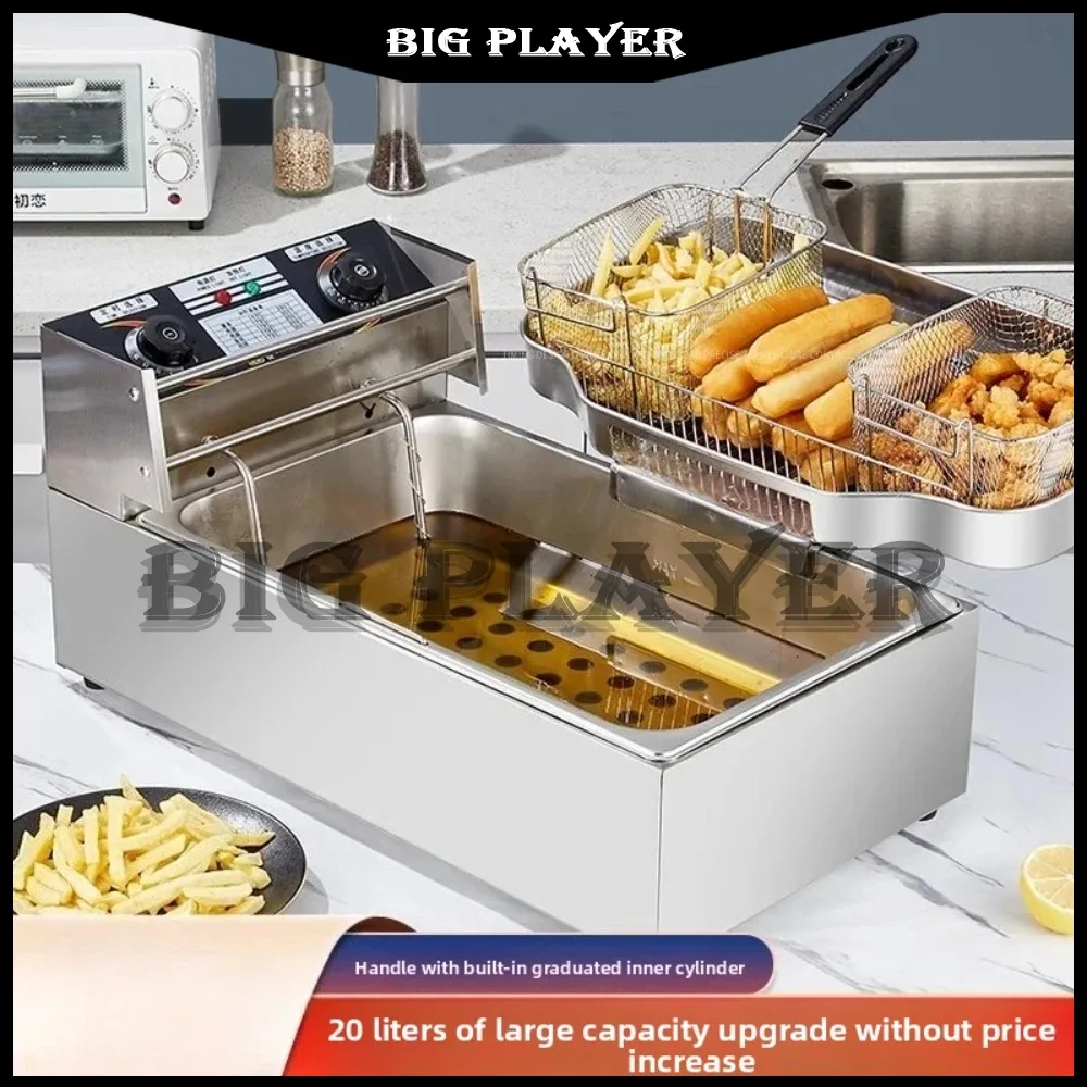 

220V Single Tank Electric Deep Fryer Commercial Large Capacity for Fried Sticks Donuts Fries